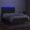 vidaXL Cama box spring c/ colch&atilde;o e LED 140x190 cm tecido cinza-escuro