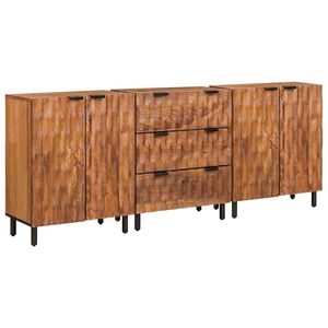vidaXL Buffet 3 pcs Acabamento em Ac&aacute;cia Marrom 60 x 33 x 75 cm
