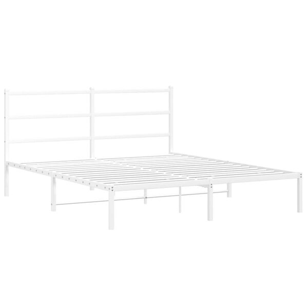 vidaXL Estrutura de cama com cabeceira 150x200 cm metal branco