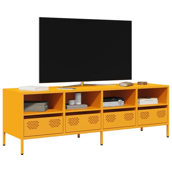 vidaXL M&oacute;vel de TV 135x39x43,5 cm a&ccedil;o laminado a frio amarelo mostarda