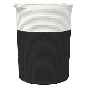 vidaXL Cesto de arruma&ccedil;&atilde;o &Oslash;49x65 cm algod&atilde;o preto e branco