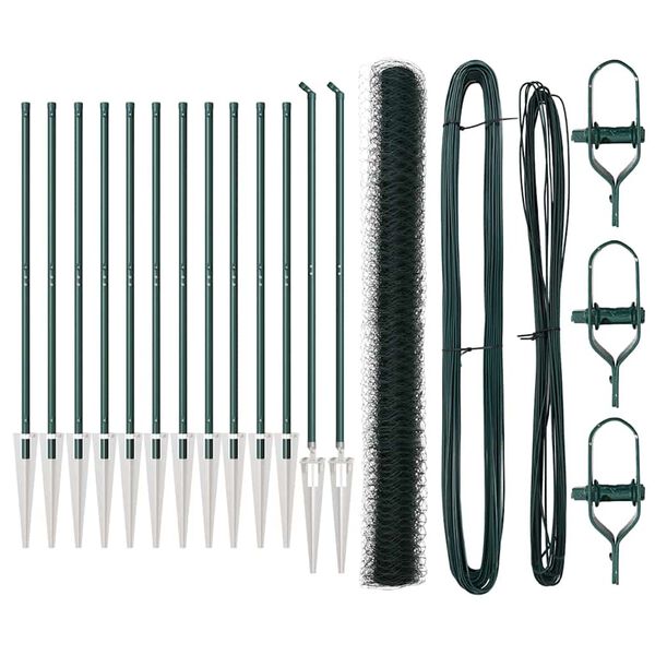 vidaXL Poste de Cerca Verde 25 x 1,6 m (malha de 50 mm) A&ccedil;o e PVC