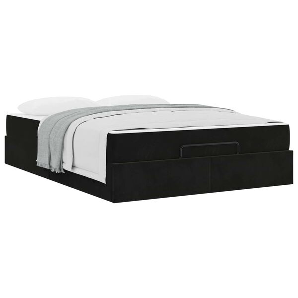 vidaXL Estrutura de cama com colch&atilde;o com colch&atilde;o 2 pcs Preto Veludo