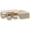 vidaXL Conjunto de Sof&aacute; de Jardim 14 pcs Bege vime PE