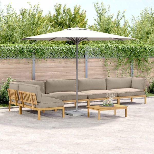 vidaXL Conjunto de Sof&aacute;s com almofada Liso 6 pcs Cinzento-acastanhado