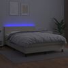 vidaXL Cama box spring c/ colch&atilde;o/LED 140x190cm couro artificial creme