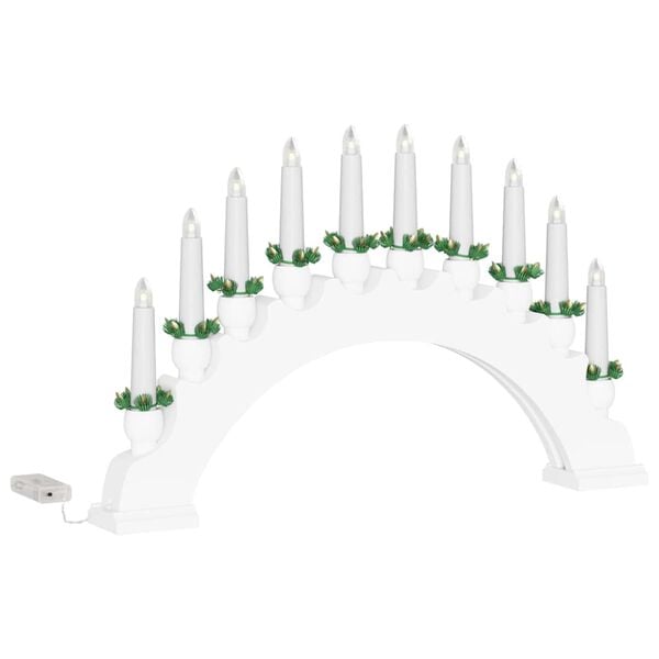 vidaXL Arco de Velas de Natal com 10 Velas LED Branco 47 x 5 x 29 cm