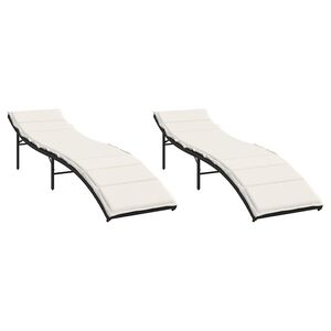 vidaXL Espregui&ccedil;adeiras com almofad&otilde;es 2 pcs vime PE preto