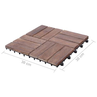 vidaXL Ladrilhos de terraço 11 pcs 30x30 cm madeira recuperada maciça