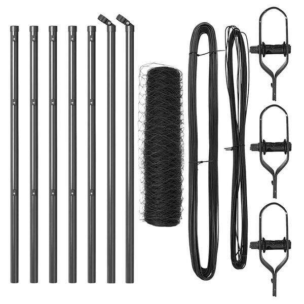 vidaXL Poste de Cerca Cinzeto 10 x 0,8 m (malha de 50 mm) A&ccedil;o e PVC