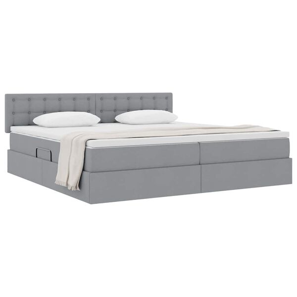 vidaXL Cama com arruma&ccedil;&atilde;o e colch&atilde;o Cinzento-claro 200 x 200 cm