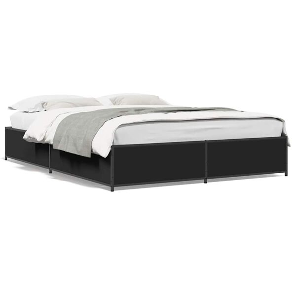 vidaXL Estrutura de cama 120x190 cm derivados de madeira/metal preto