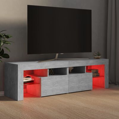 vidaXL Móvel de TV com luzes LED 140x36,5x40 cm cinzento cimento