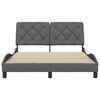 vidaXL Estrutura de cama sem colch&atilde;o 140x190 cm tecido cinzento-escuro
