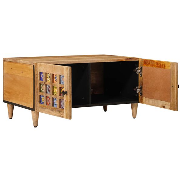 vidaXL Mesa de centro Natural 80 x 50 x 40 cm Madeira de manga maci&ccedil;a