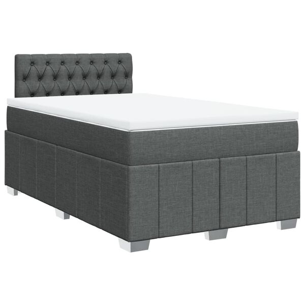 vidaXL Cama boxspring com colch&atilde;o 120x190 cm tecido cinzento-escuro