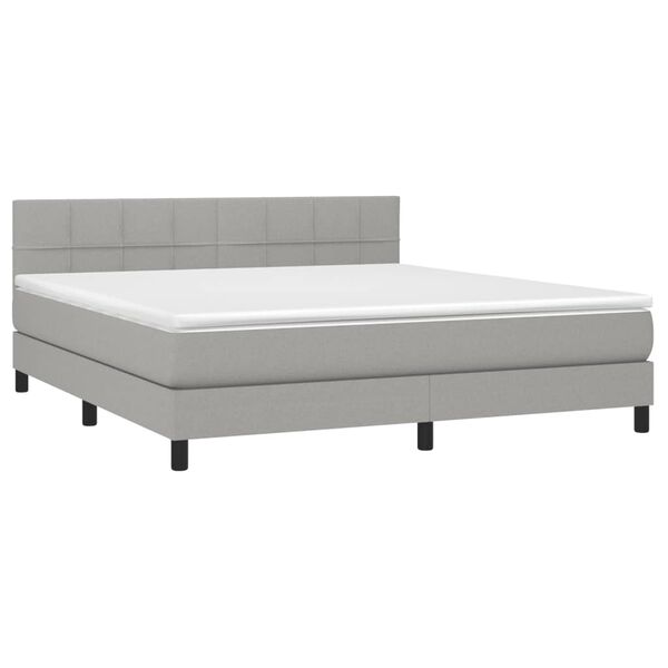 vidaXL Cama box spring c/ colch&atilde;o e LED 180x200 cm tecido cinza-claro