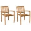 vidaXL Cadeiras de jantar jardim empih&aacute;veis 2 pcs madeira teca maci&ccedil;a