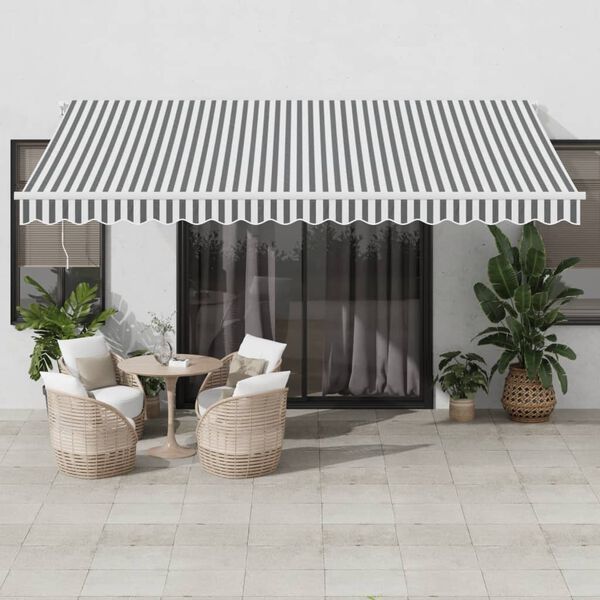 vidaXL Toldo retr&aacute;til manual 450x350 cm antracite e branco