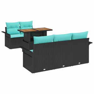 vidaXL Conjunto de Sof&aacute; de Jardim com almofada 6 pcs Preto e azul