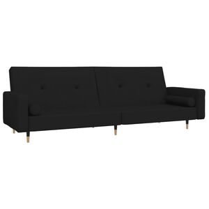 vidaXL Sof&aacute;-cama 2 lugares com duas almofadas veludo preto