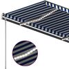 vidaXL Toldo retrátil manual com LED 400x350 cm azul e branco