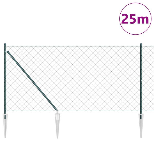 vidaXL Poste de Cerca Verde 1 x 25 m (malha de 60 x 60 mm) A&ccedil;o