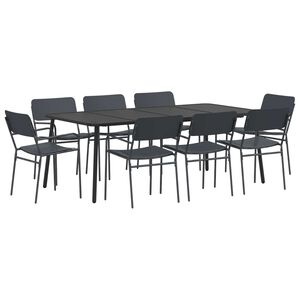 vidaXL Conjunto de sala de jantar 9 unid. Antracite A&ccedil;o