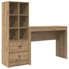 vidaXL Mesa com gaveta com prateleira 2 pcs Carvalho Artesanal