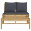 vidaXL 2pcs conj. lounge de jardim bambu c/ almofad&otilde;es cinzento-escuro