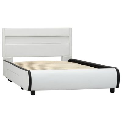 vidaXL Estrutura de cama com LED 100x200 cm couro artificial branco
