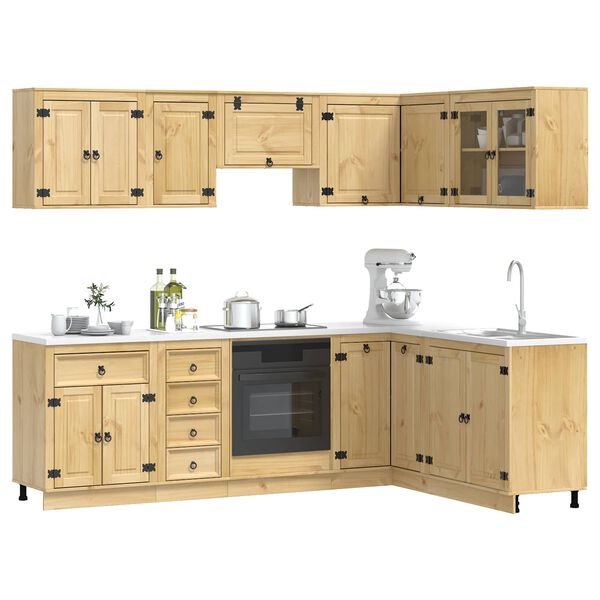 vidaXL Arm&aacute;rio com gaveta 10 pcs Mel Madeira de Pinheiro S&oacute;lida