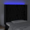 vidaXL Cabeceira de cama c/ luzes LED veludo 103x16x118/128 cm preto