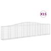 vidaXL Cestos gabi&atilde;o arqueados 15pcs 400x30x80/100cm ferro galvanizado
