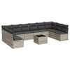 vidaXL 11 pcs conjunto sof&aacute;s de jardim c/ almofad&otilde;es vime PE cinzento