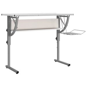 vidaXL Secret&aacute;ria 110x53x(58-87) cm derivados madeira/a&ccedil;o branco/cinza