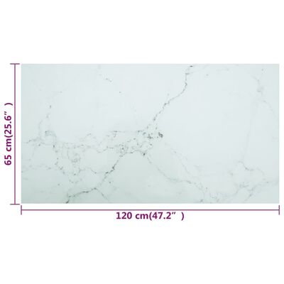 vidaXL Tampo mesa 120x65cm 8mm vidro temperado design mármore branco
