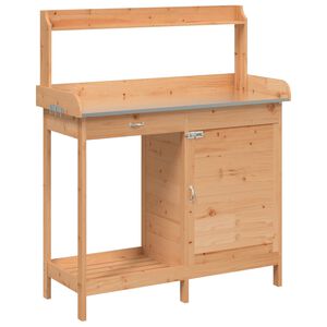 vidaXL Mesa cultivo c/ arm&aacute;rio 110,5x45x124,5 cm abeto maci&ccedil;o castanho