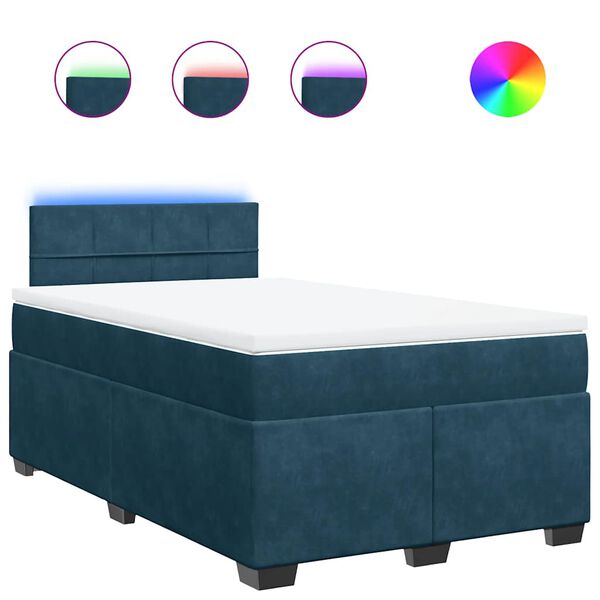 vidaXL Cama boxspring com colch&atilde;o 120x190 cm veludo azul