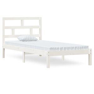 vidaXL Estrutura de cama 90x200 cm pinho maci&ccedil;o branco