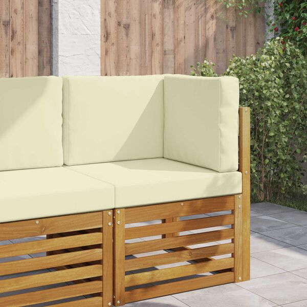 vidaXL Almofada para Sof&aacute; Externo 3 pcs Creme Poli&eacute;ster