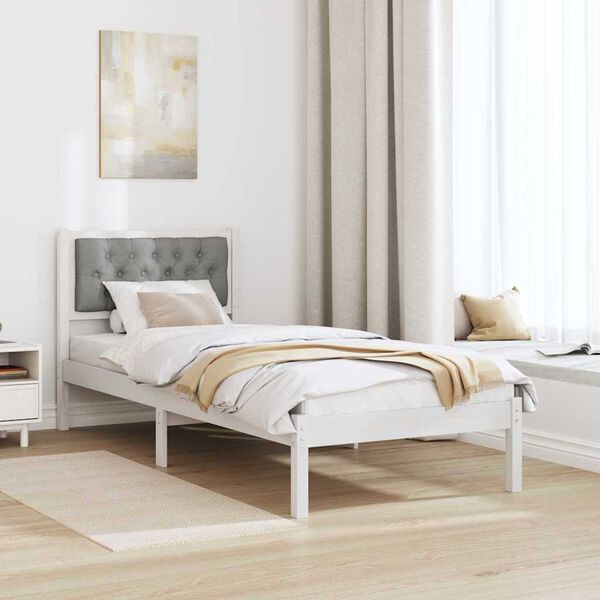 vidaXL Estrutura da Cama com cabeceira Cinzento-claro 90 x 190 cm