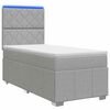 vidaXL Cama Box com LED e Colch&atilde;o Cinzento-claro 100 x 200 cm Tecido