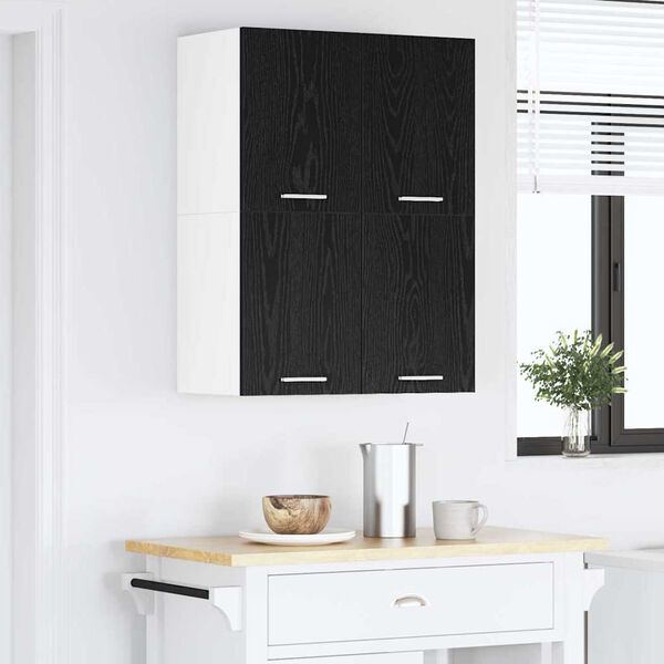 vidaXL Arm&aacute;rio suspenso 2 pcs Carvalho Preto e Branco 60 x 31 x 40 cm