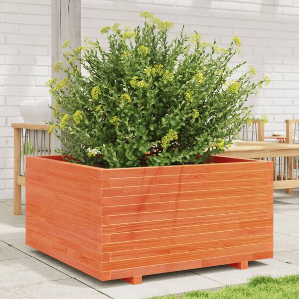 vidaXL Vaso/floreira de jardim 90x90x49,5 cm pinho maci&ccedil;o castanho mel