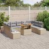 vidaXL Conjunto de Sof&aacute; de Jardim 10 pcs Bege Rattan Sint&eacute;tico