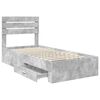 vidaXL Estrutura da Cama com gaveta Cinza Concreto e Prata 70 x 190 cm