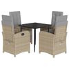 vidaXL 5pcs conj. jantar jardim c/ almofad&otilde;es vime PE bege misturado