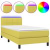 vidaXL Cama box spring c/ colch&atilde;o e LED 100x200 cm tecido verde