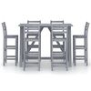 vidaXL 7 pcs conj. de bar p/ exterior madeira ac&aacute;cia maci&ccedil;a cinzento